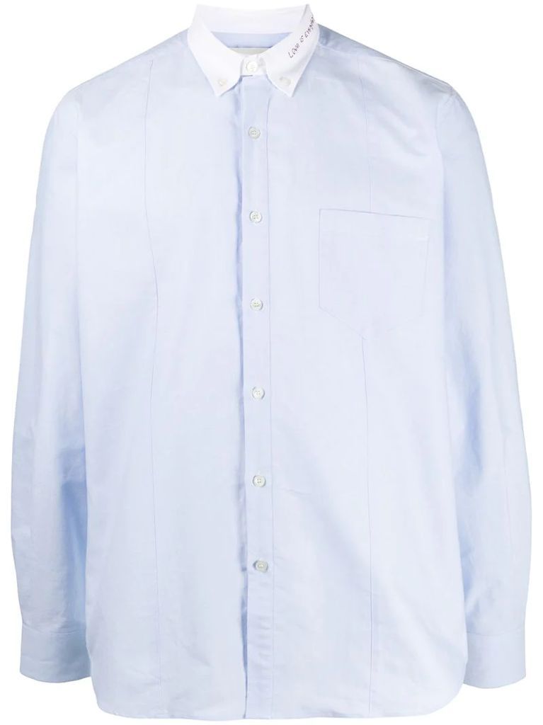 contrast collar cotton shirt