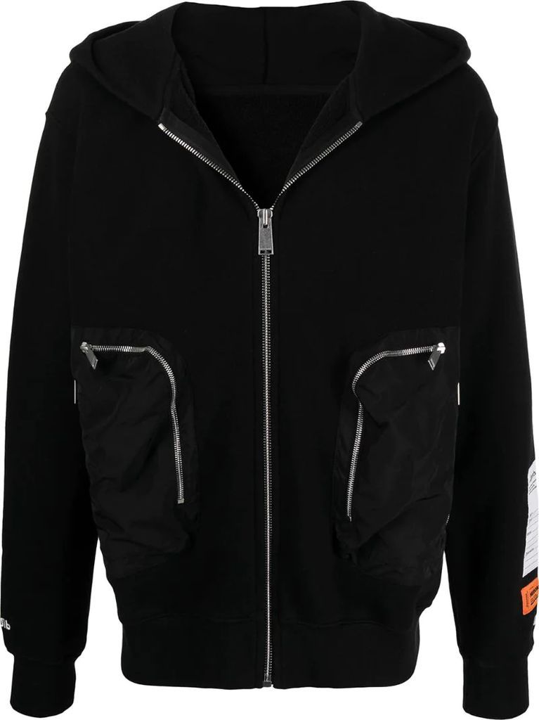 zip-up pocketed hoodie