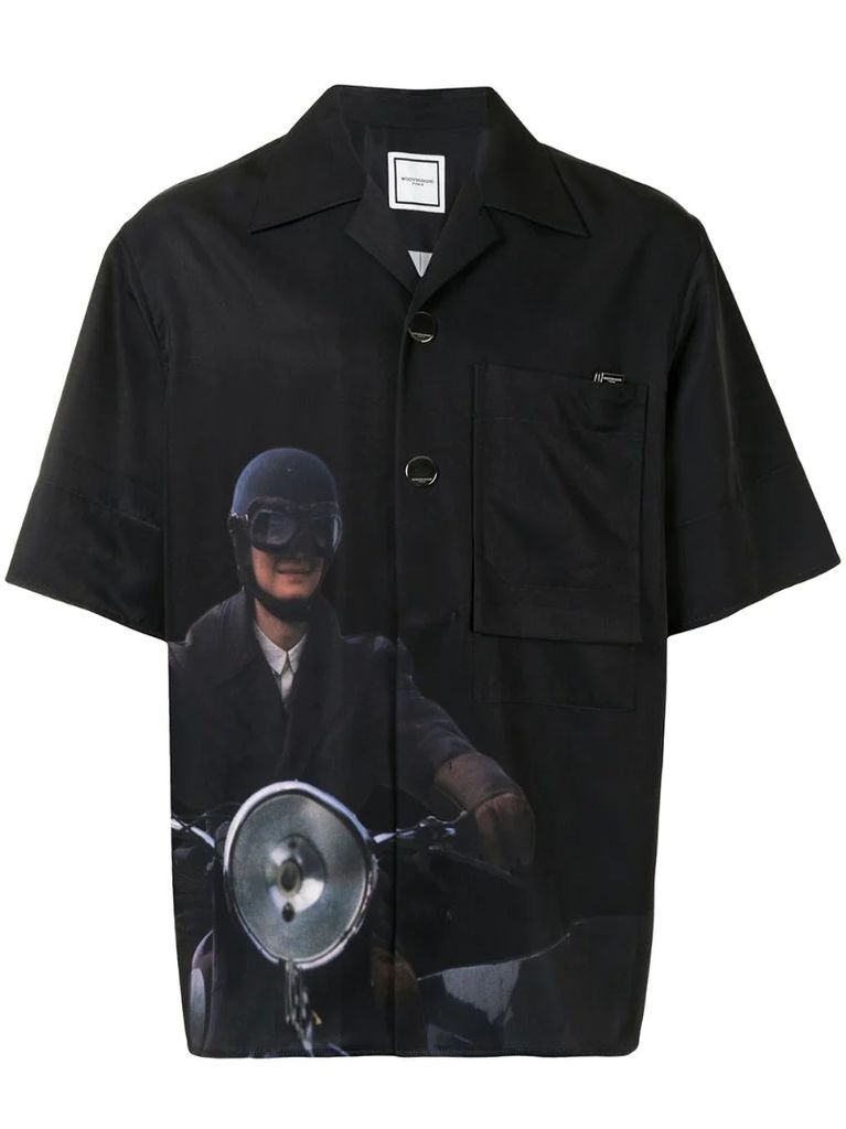 motorcycle-print shirt