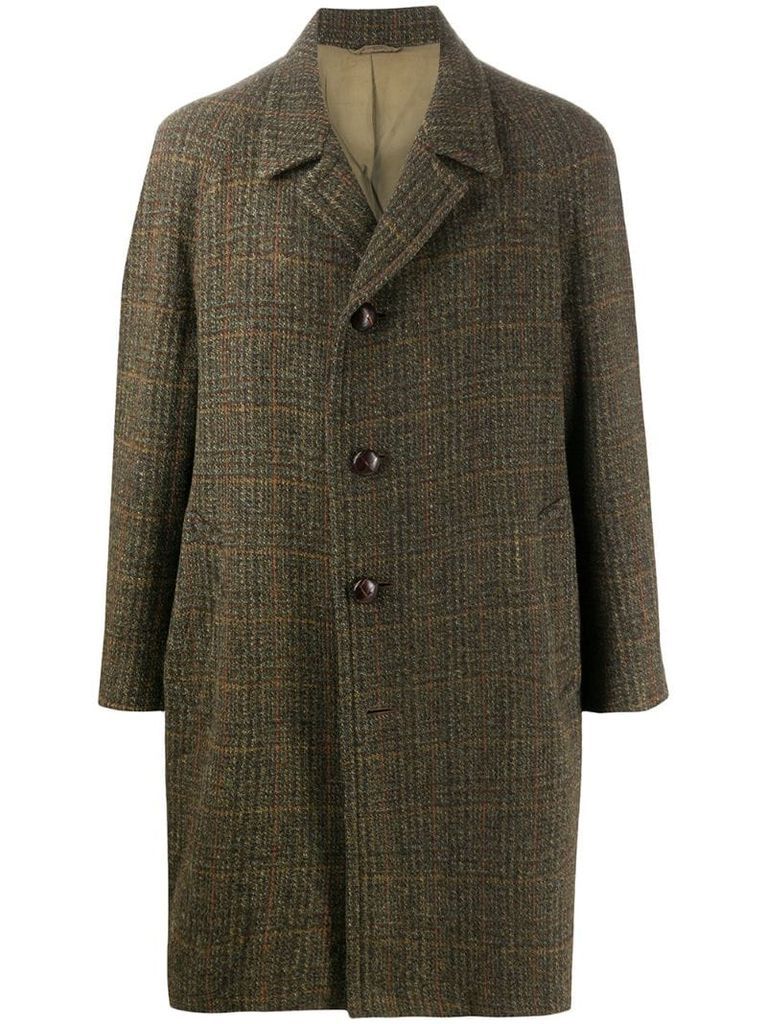 1980s plaid knee-length coat