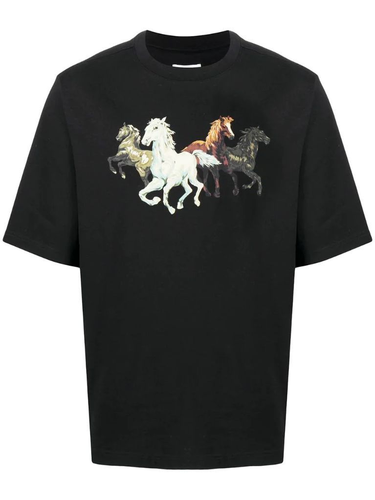 horse print short-sleeved T-shirt