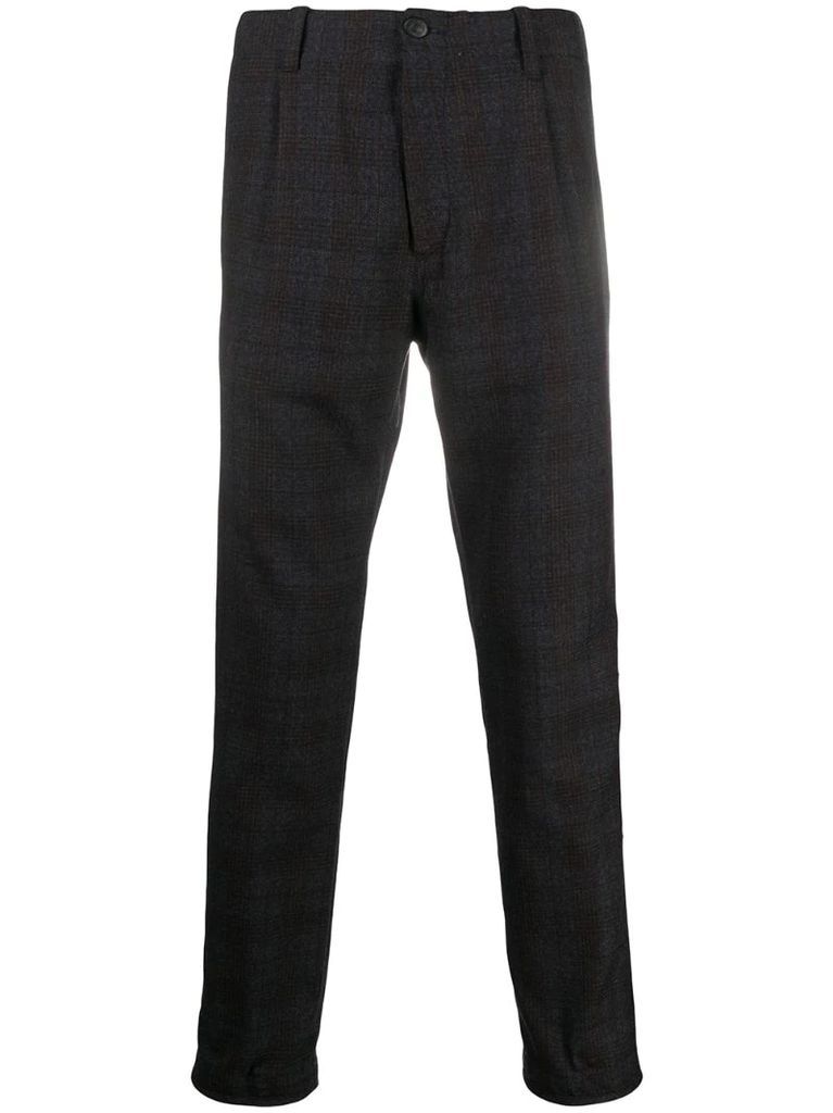tartan pattern slim-fit trousers