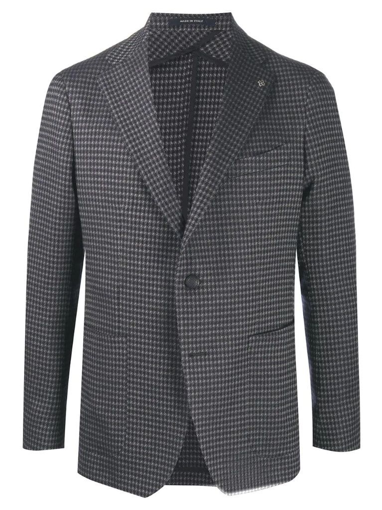 checkered single-breasted blazer