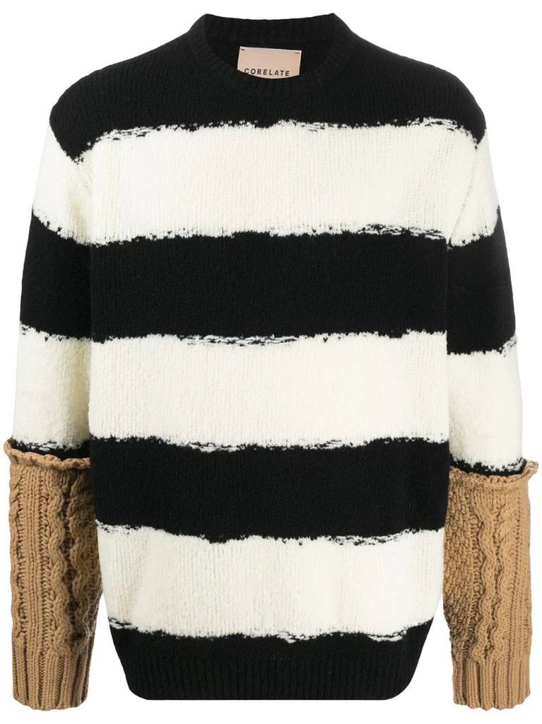 contrast-cuff striped jumper