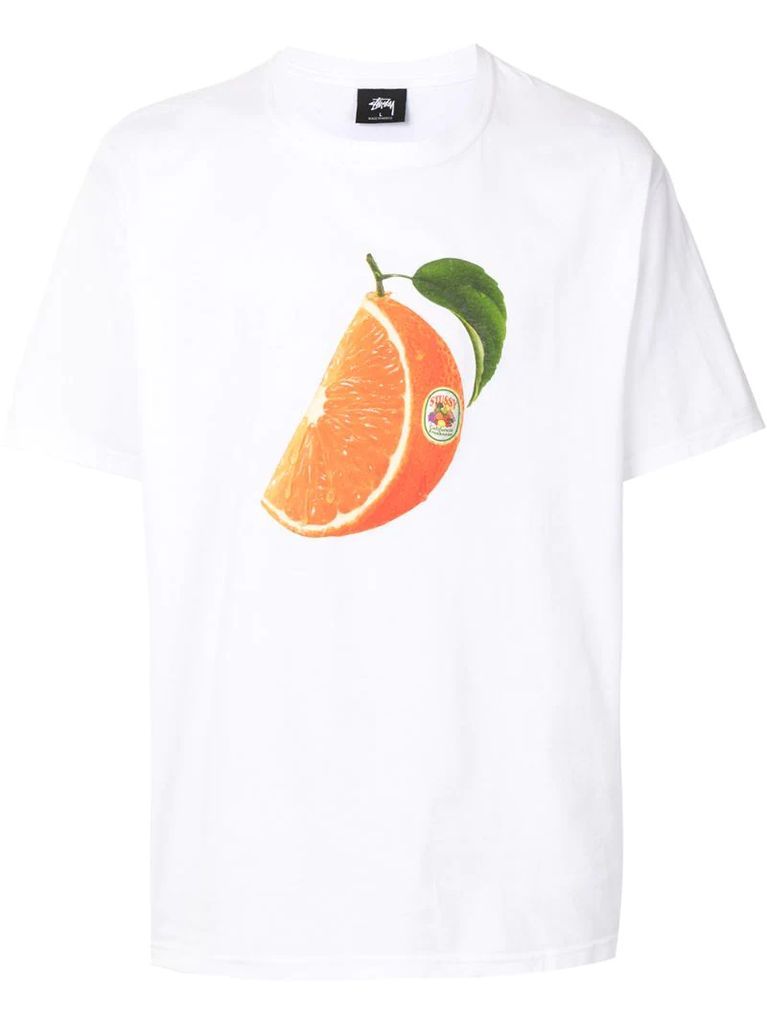 orange slice print T-shirt