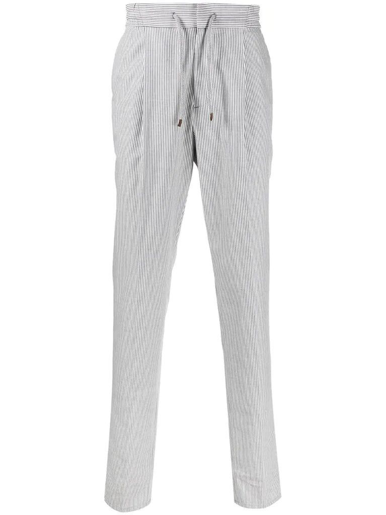 striped slim-fit trousers