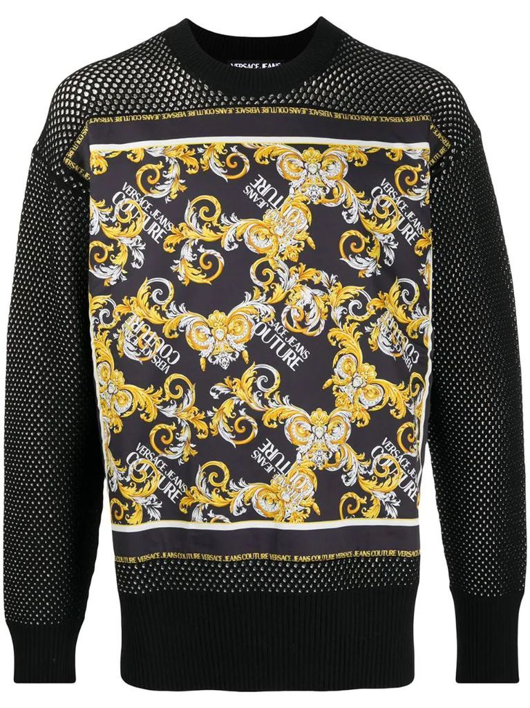 Barocco-print mesh sweatshirt