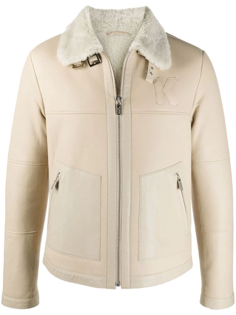 shearling trim leather jacket