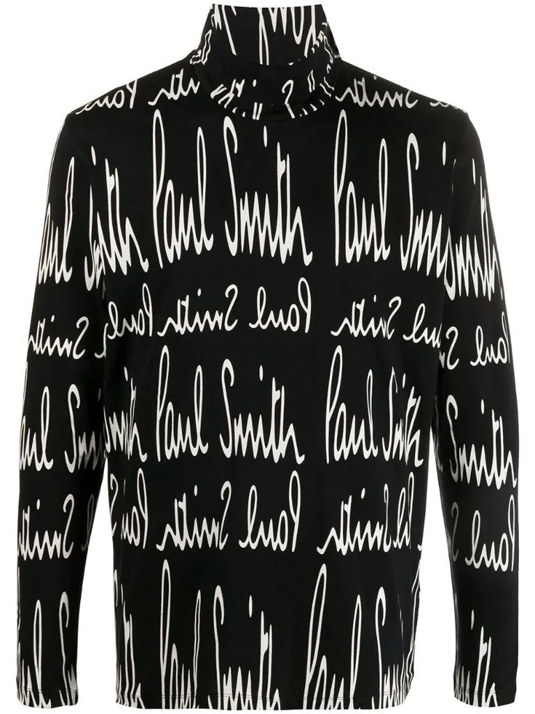 long sleeve distorted logo sweater
