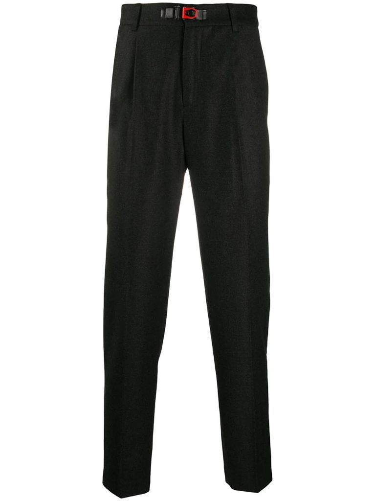 belt-detail wool tailored trousers
