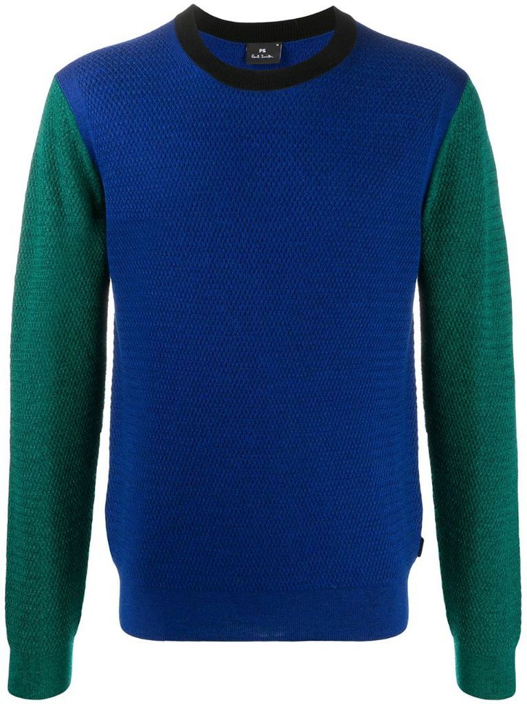 panelled fine-knit jumper