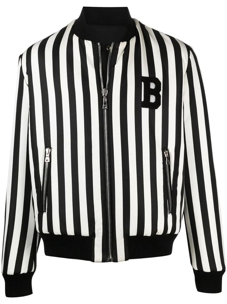 reversible striped bomber jacket