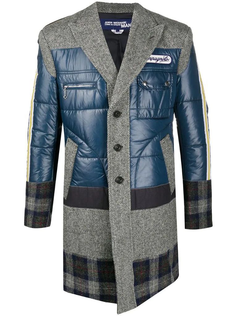 patchwork single breasted coat