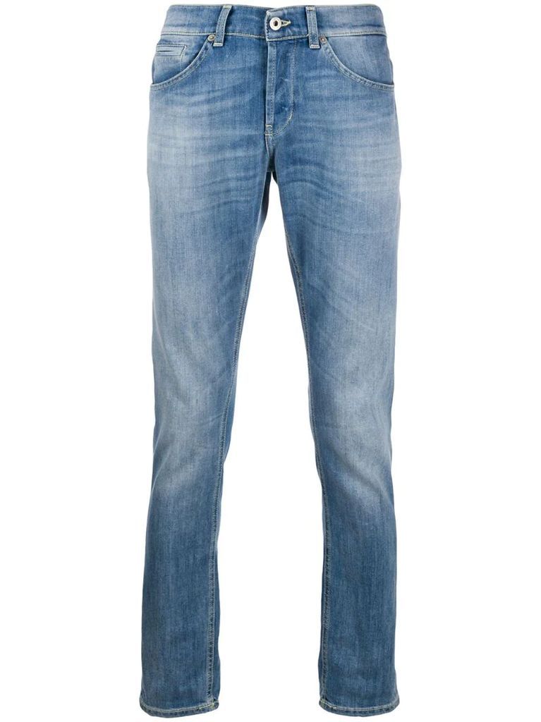 straight-leg stonewashed jeans