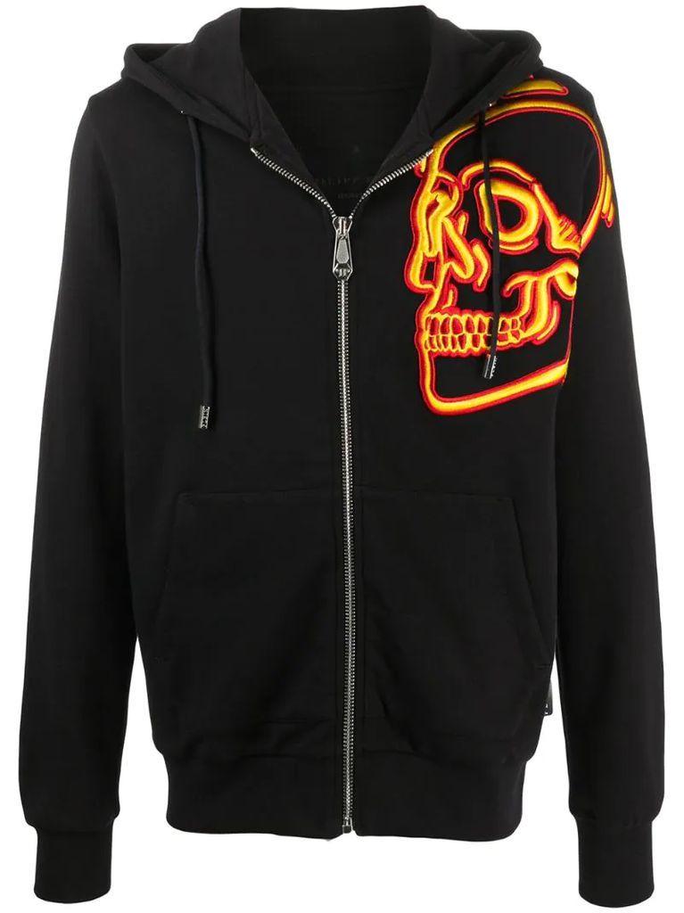 embroidered skull hoodie