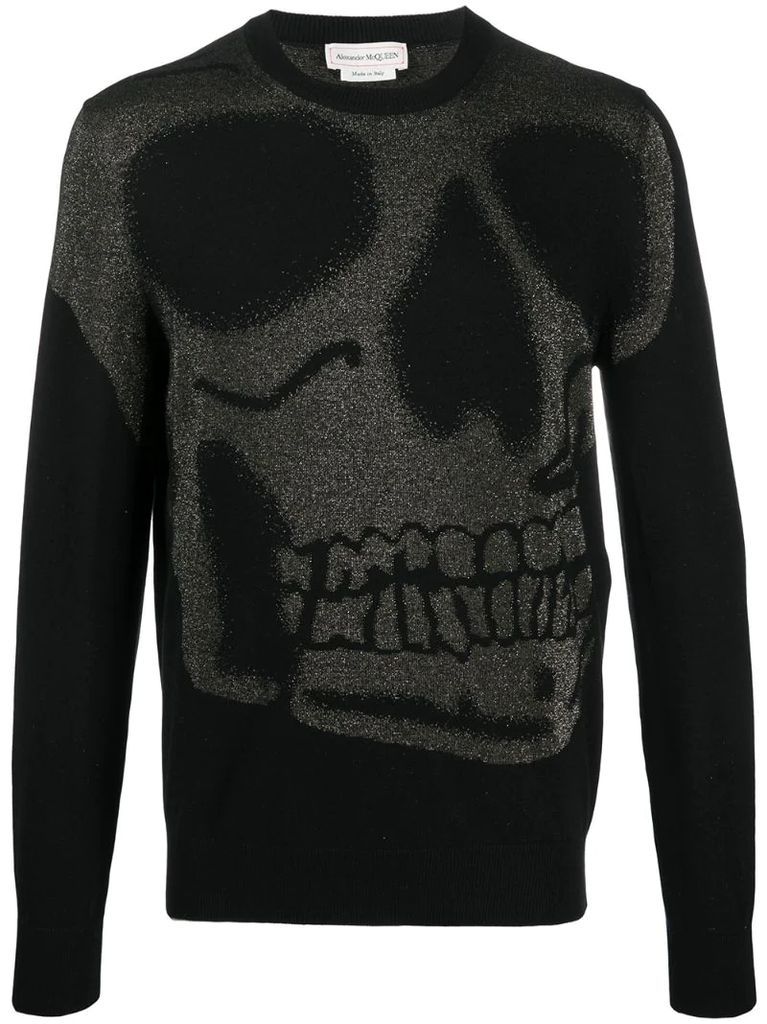 skull-motif knitted jumper
