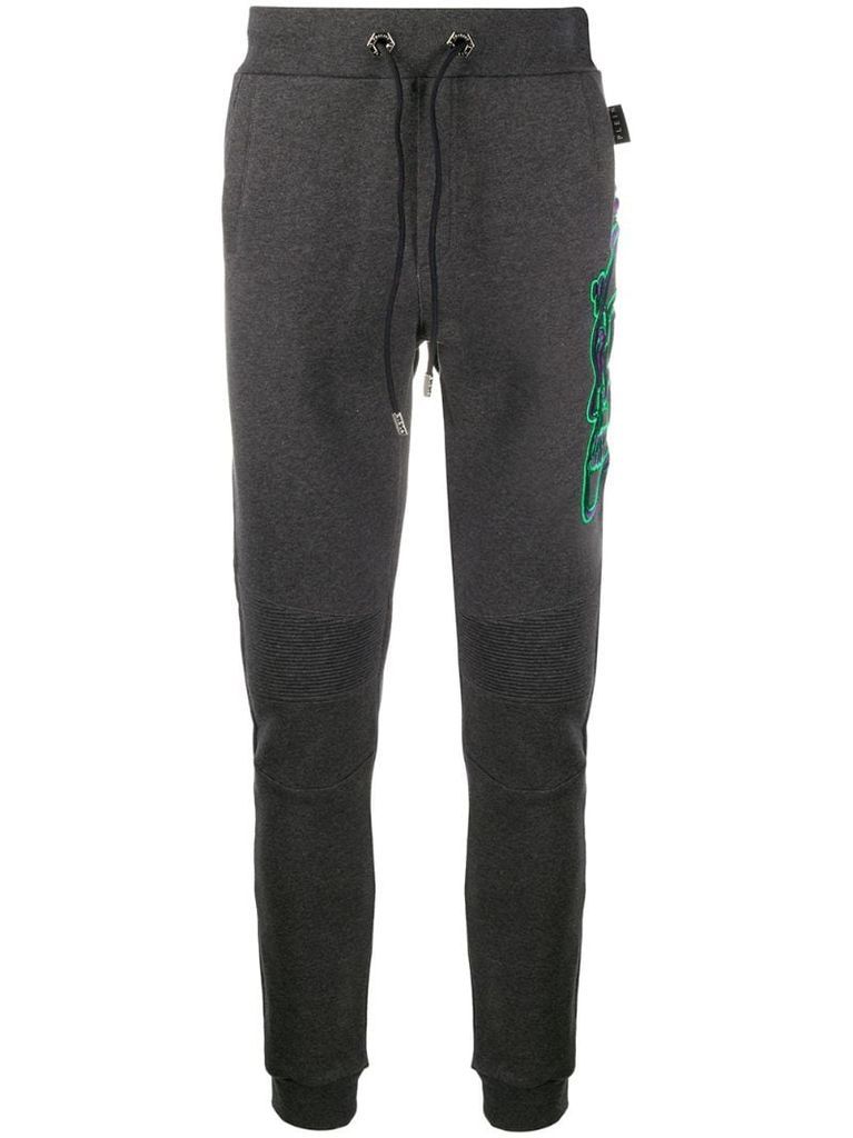embroidered skull track pants