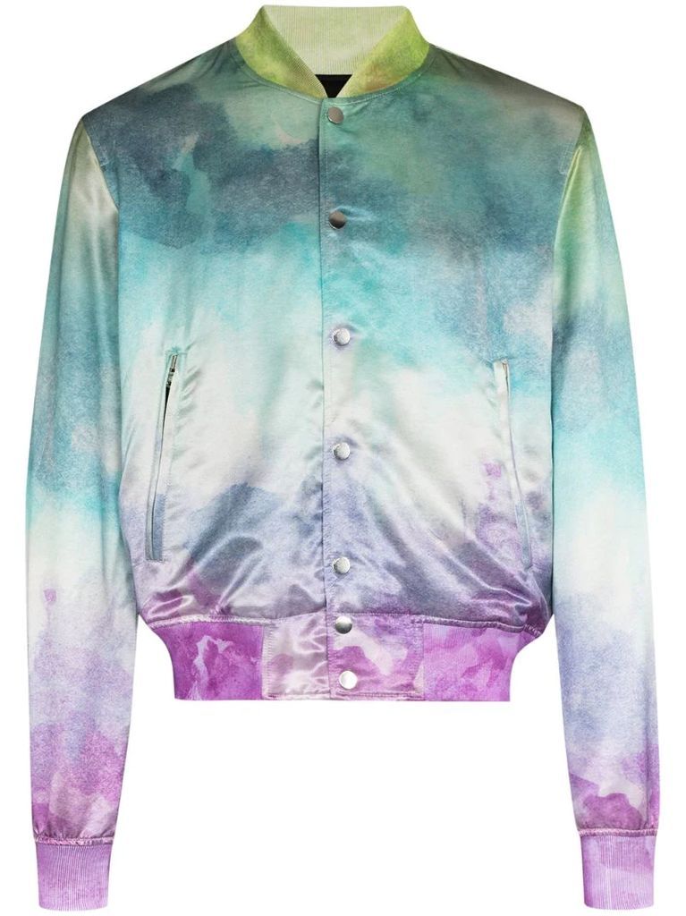 watercolour-effect bomber jacket