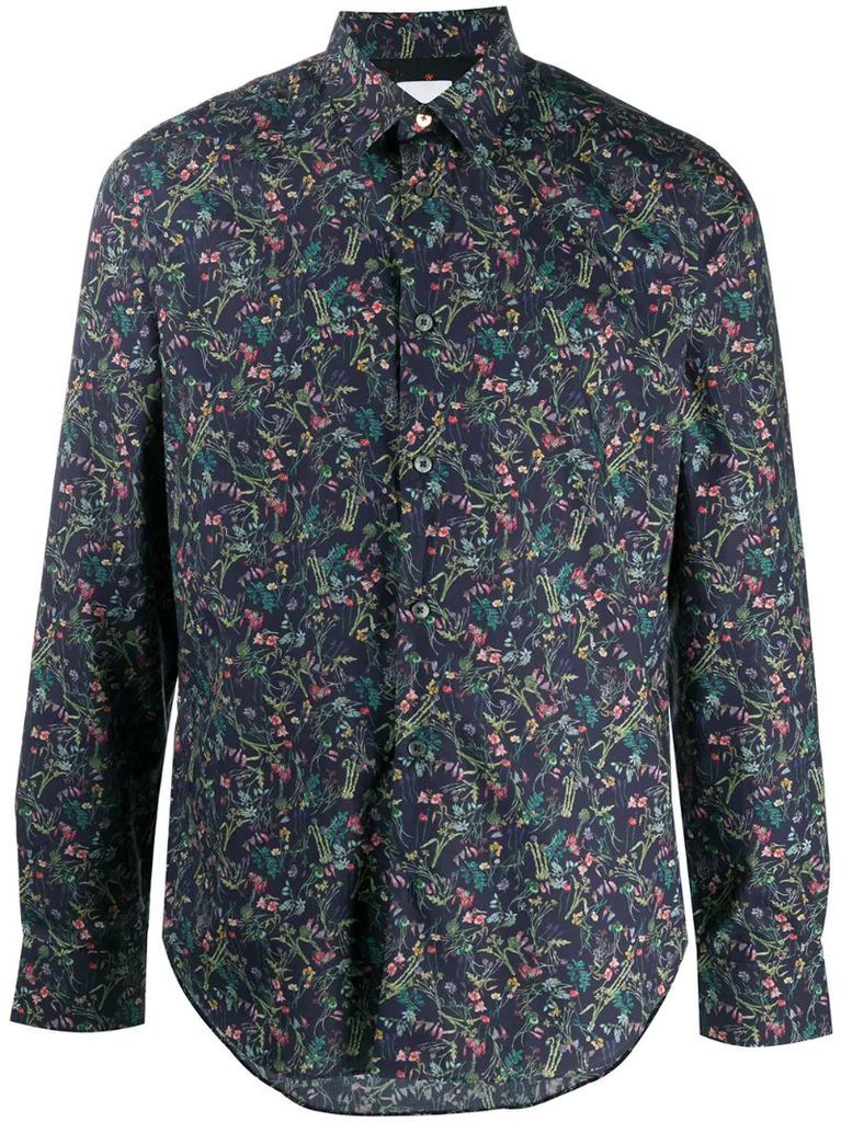 floral-print dress shirt