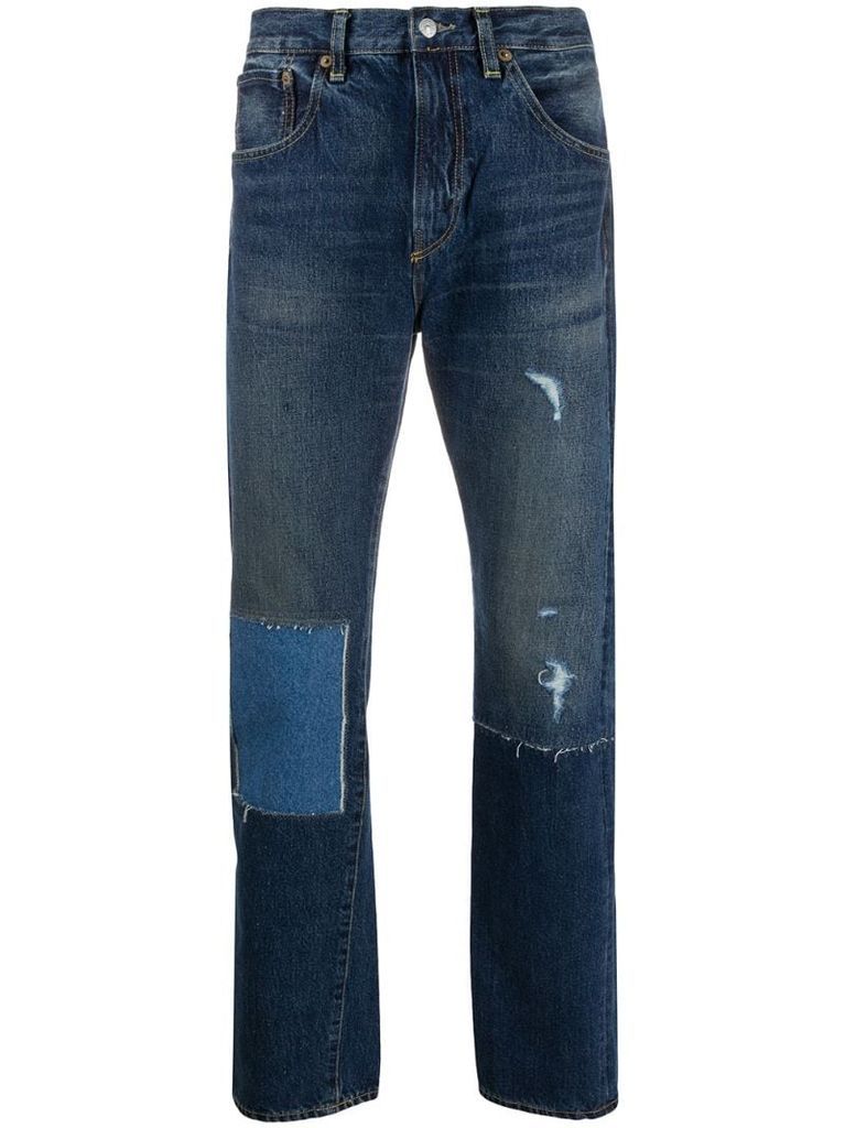 mid-rise stonewashed jeans