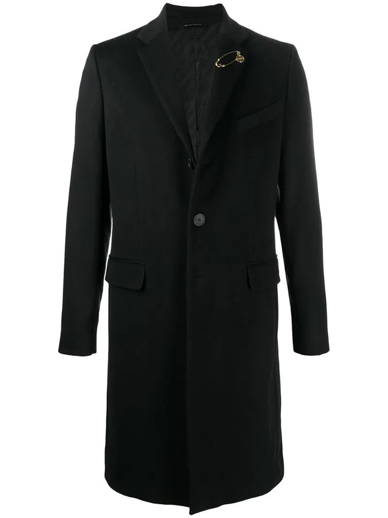 G-pin single-breasted wool coat