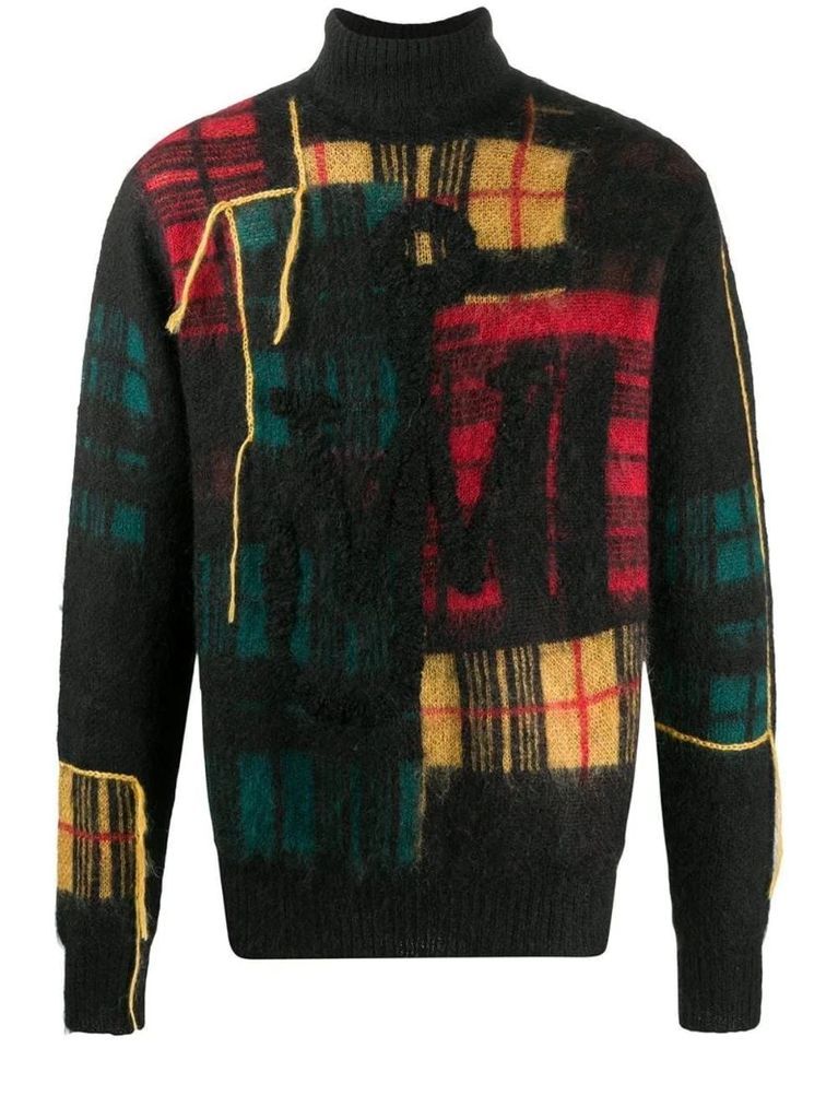 patchwork design knit jumper