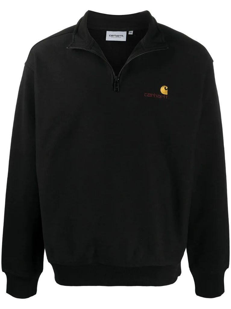 short-zip logo sweatshirt
