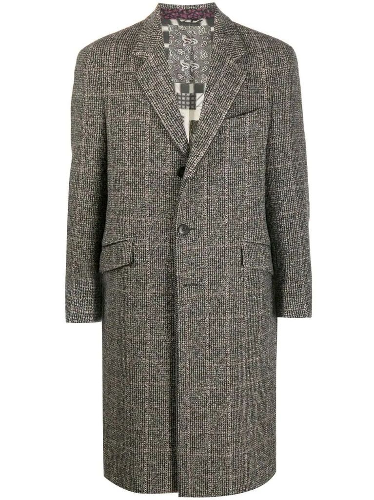 Glen check tweed coat