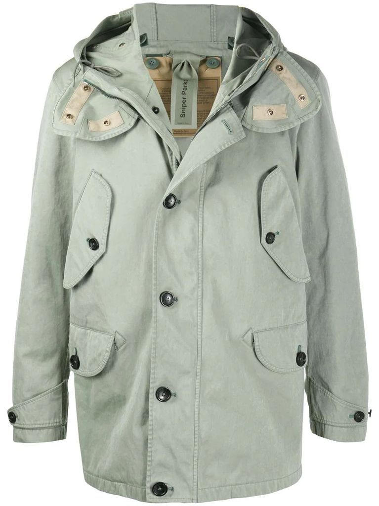 buttoned up raincoat