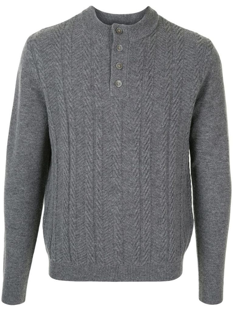 herringbone half-button sweater