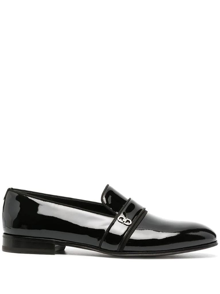Gancini plaque loafers