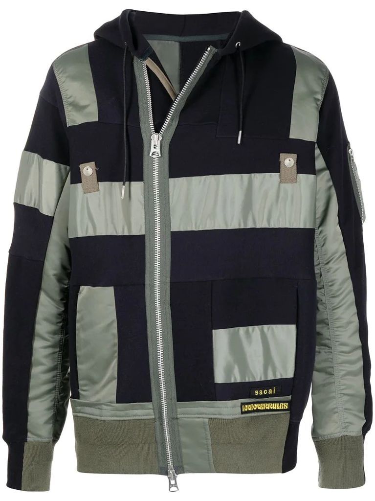 contrast zip-up hoodie