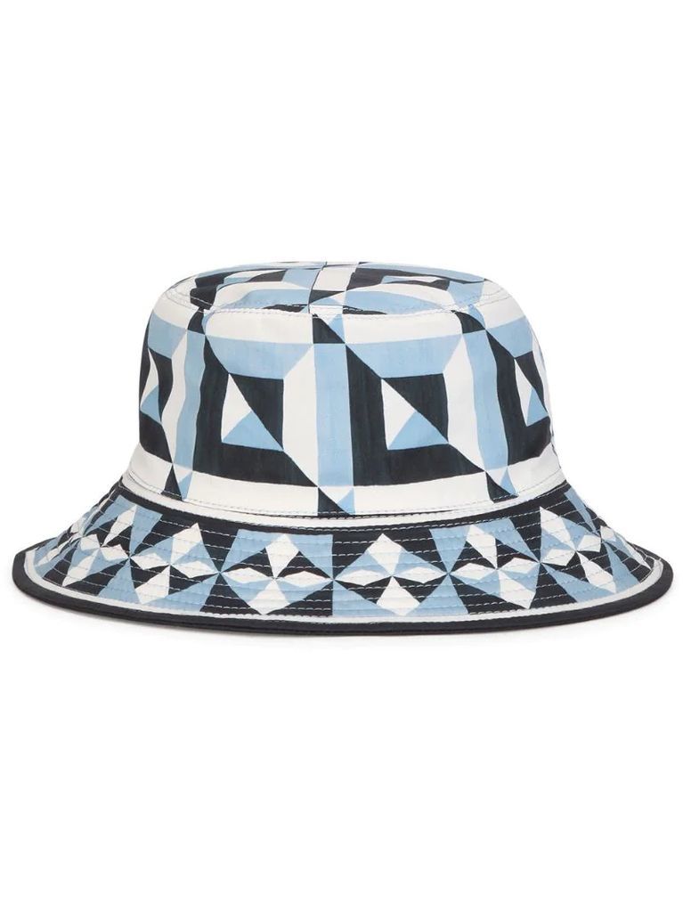 geometric-print bucket hat