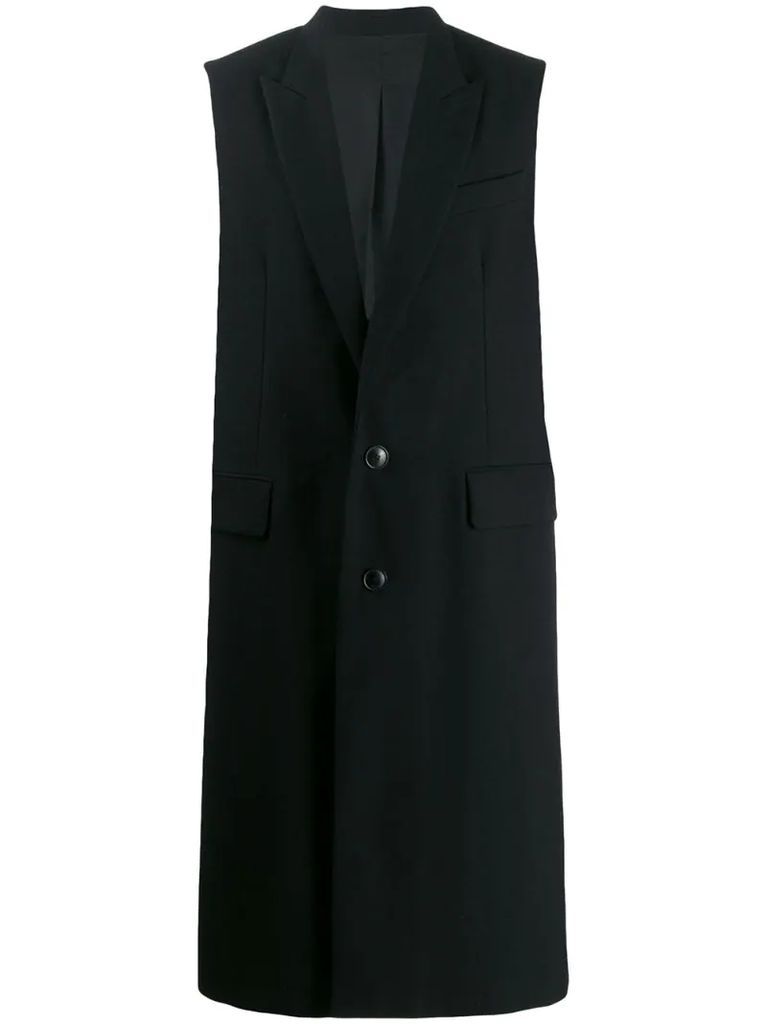 lined two buttons sleeveless long coat