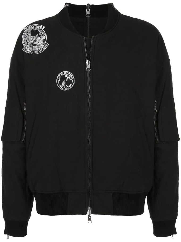 embroidered patch bomber jacket