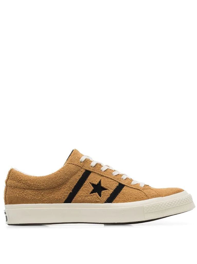 yellow and black one star academy suede leather low top sneakers
