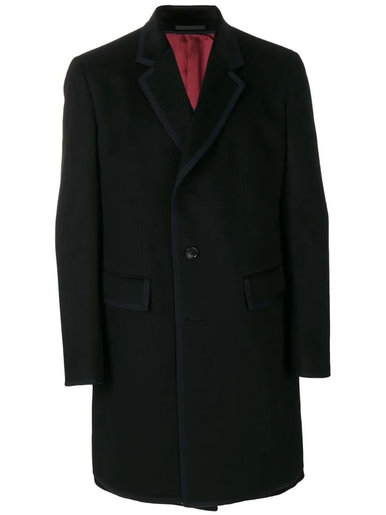 contrast trim single breasted coat