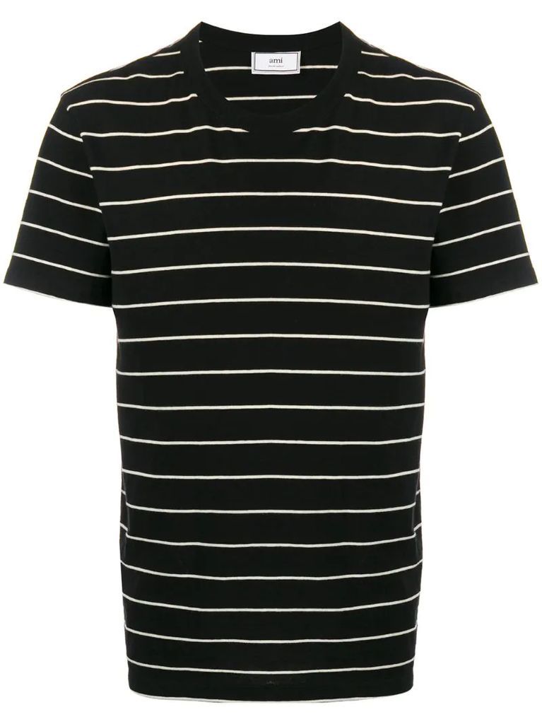 striped logo tab T-shirt
