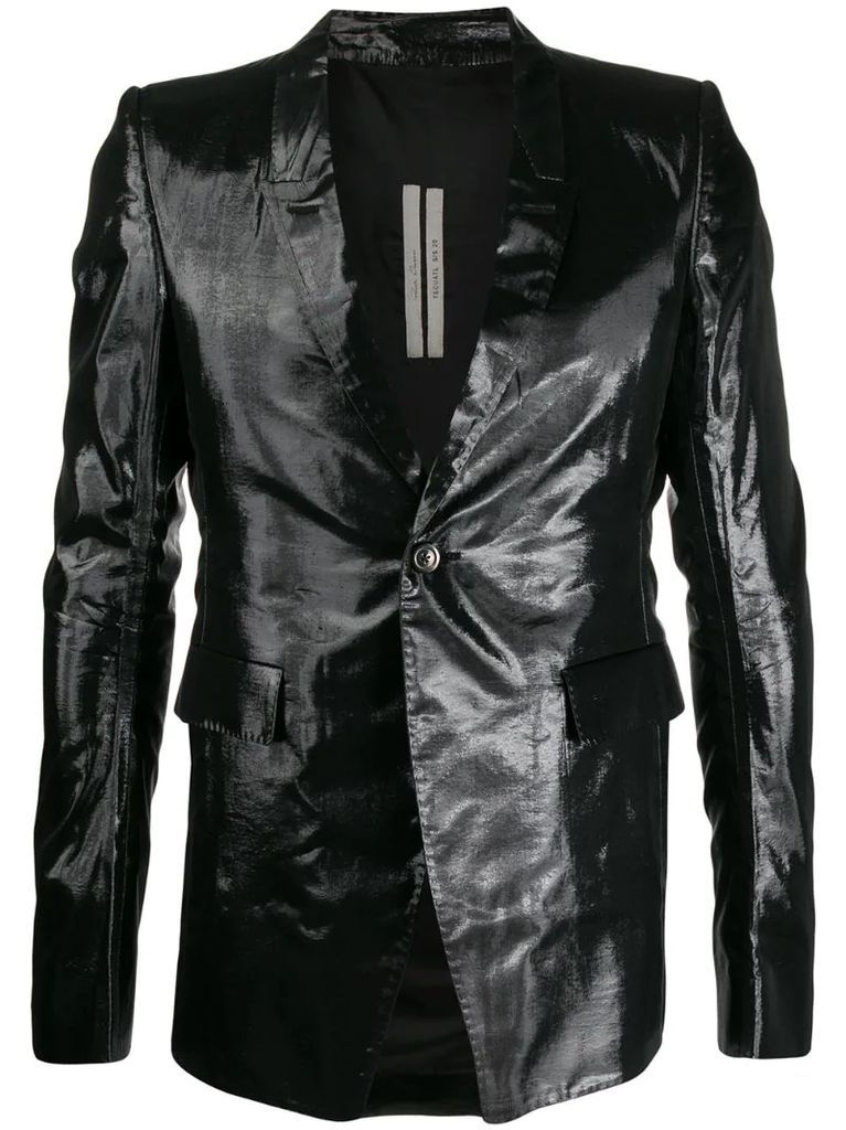lacquered-effect tailored blazer