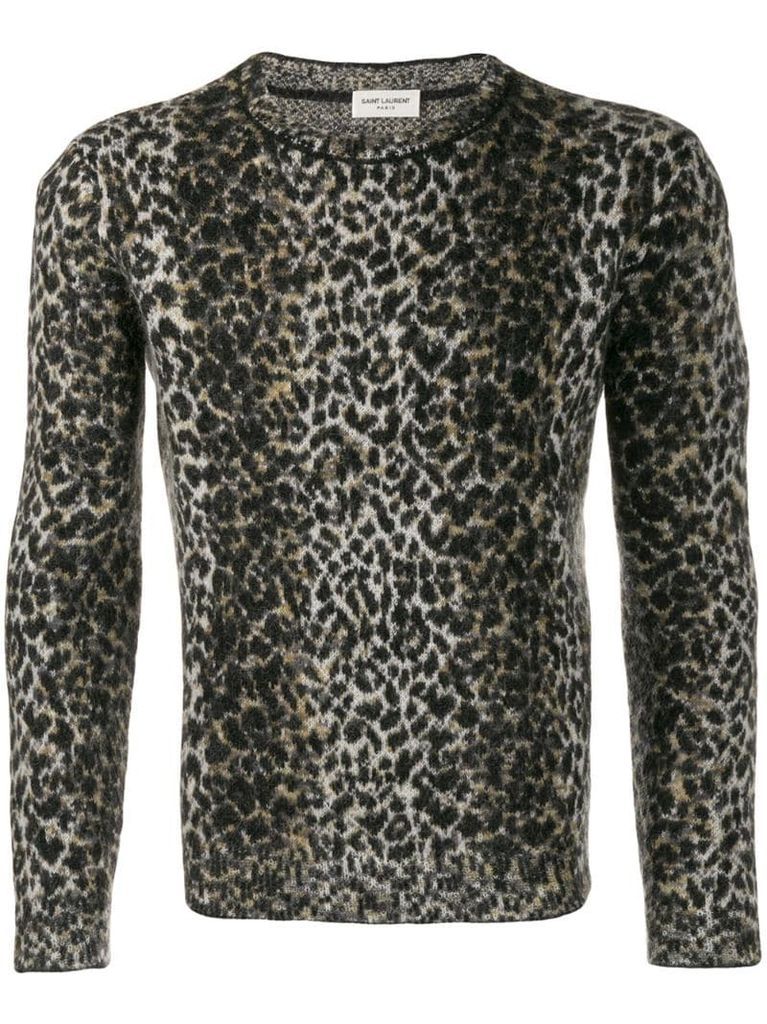 intarsia leopard knitted jumper