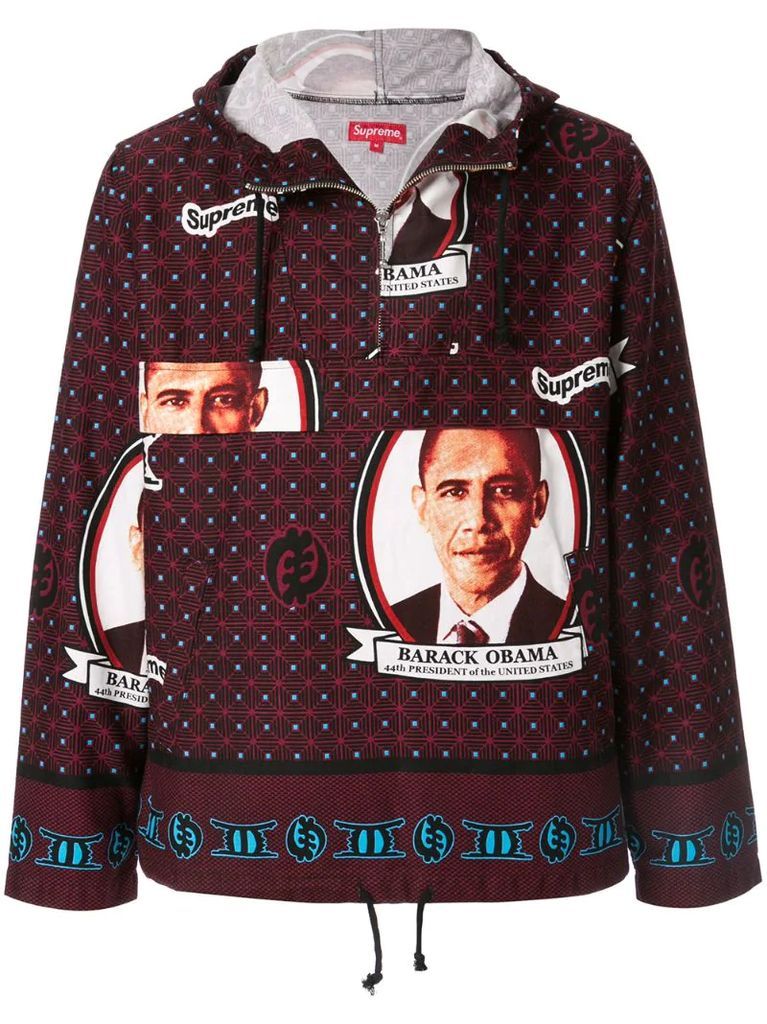 Obama-print hooded jacket