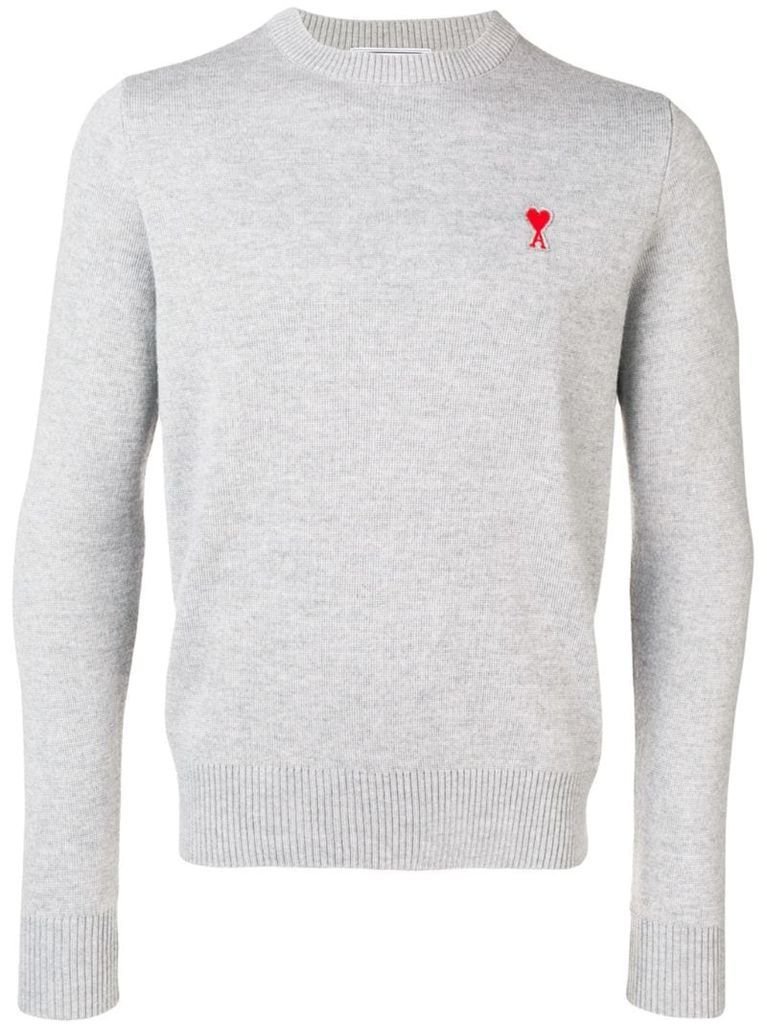 crew neck sweater with patch