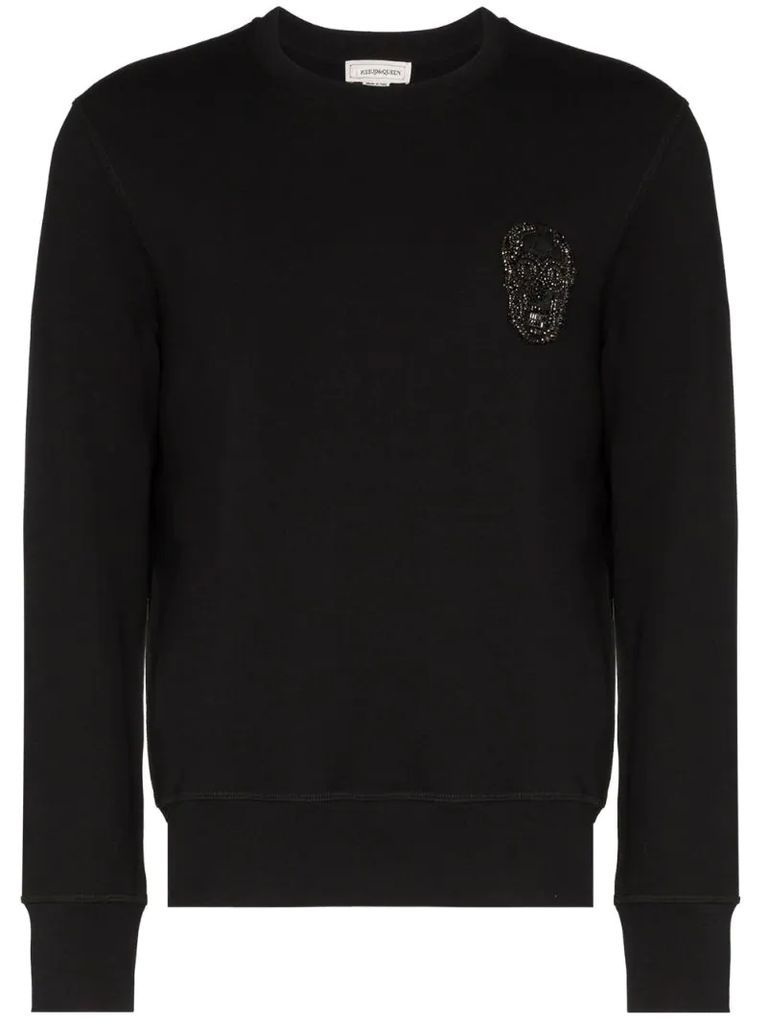 sequin skull logo sweatshirt