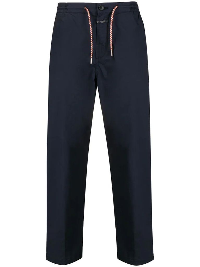 drawstring waist straight-fit trousers