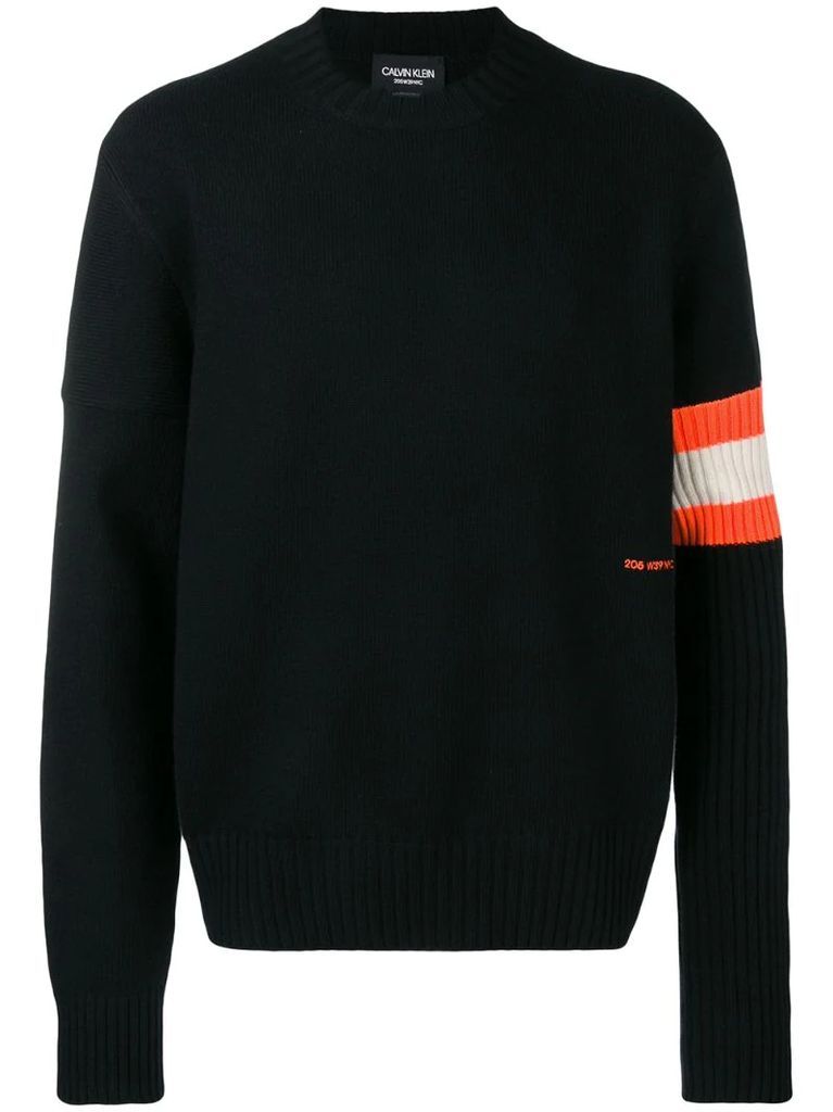 contrast sleeve band cashmere sweater