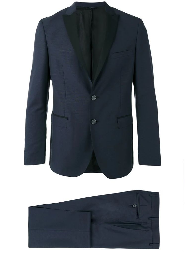 contrast-lapel two-piece suit