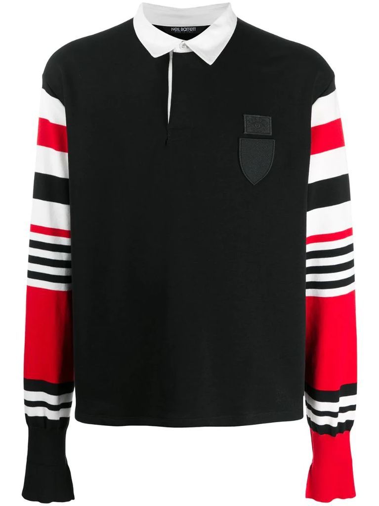striped long sleeved polo shirt