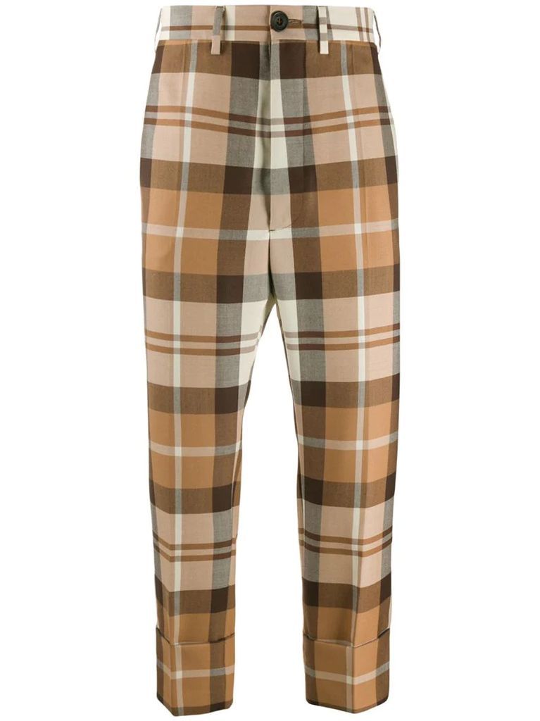 George checked cropped trousers