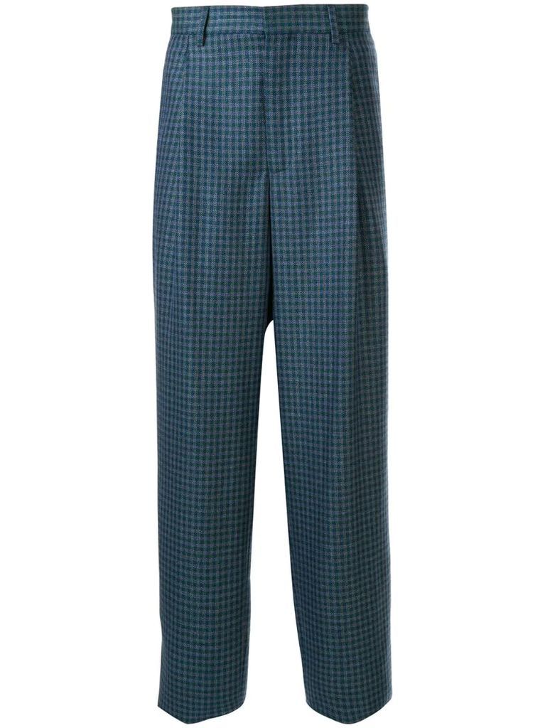 check-print tailored trousers