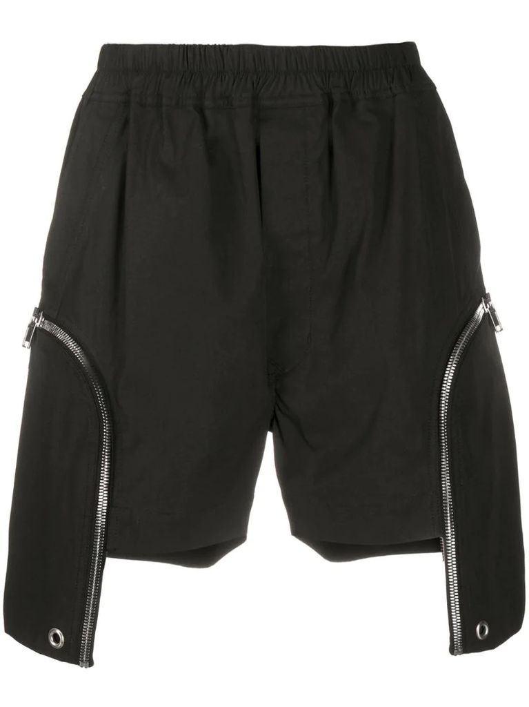 side zip detail elasticated waist shorts